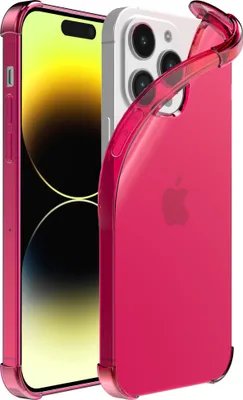 Produktbild von Smartphonica iPhone 14 Pro transparente  stoßfeste Silikonhülle mit Bumper - Neon Pink