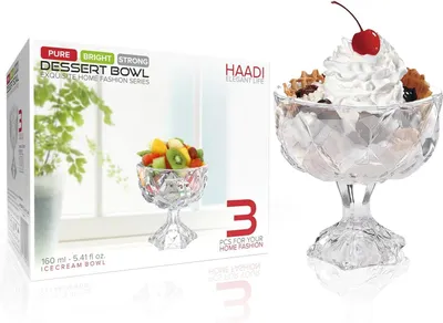 Eisschalen-Set 3er-Pack, 160 ml, Glas, rund, transparent