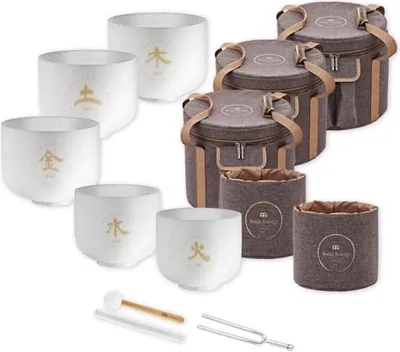 Image de Ensemble de bols chantants en quartz Meinl Sonic Energy 5 éléments avec diapason