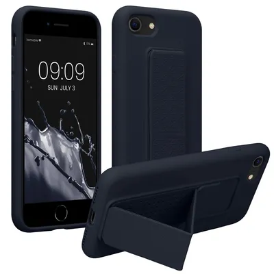 Produktbild von kwmobile Handyhülle für Apple iPhone SE (2022) / SE (2020) / 8 / 7 Hülle - TPU Silikon Case mit Fingerhalter und Stand - Schutzhülle Cover in