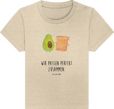 Produktbild von Mr. & Mrs. Panda Babyshirt Avocado Toast 0. - 6. Monat - Natural Raw - Geschenk, Kinder Oberteil, Hochzeitsgeschenk, Baby, Organic Shirt, Hochzeit, Kurzarmshirt, Freundin