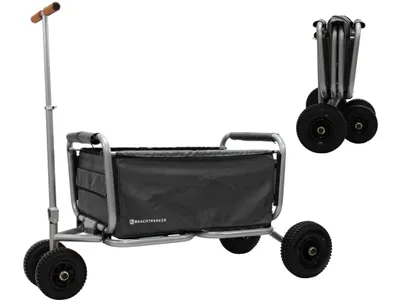 Produktbild von Beachtrekker LiFe faltbarer Bollerwagen + Feststellbremse, klappbarer Handwagen mit Luftreifen (Schwarz)