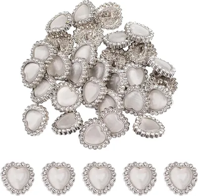 Zdjęcie produktu dla Przyciski Faux Parel Rhinestone - Złote Retro Vintage Heart Crystal Sew On Decorations - 20 sztuk (25 mm + 18 mm) - do majsterkowania