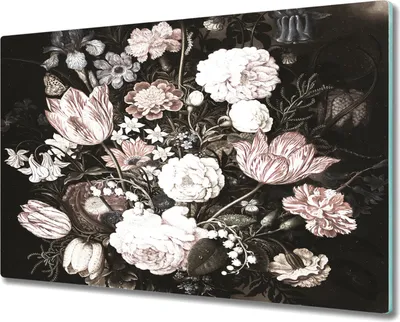 Produktbild von Glas Schneidebrett Herdabdeckplatten Schneideplatten - 80x52 cm - Feldflora weiß