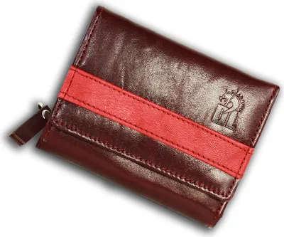 Zdjęcie produktu dla DrachenLeder skórzany portfel 10x3x8 cm damski męski czerwony OPZ100V