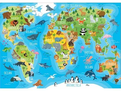 Image de Puzzle carte du monde animaux 150 pieces - collection mappemonde / geographie - educa - 18115
