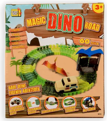 Produktbild von Jonotoys autobahn Dinosaurier Jungen grün/braun 60-teilig