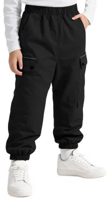 Immagine prodotto di Pantaloni da jogging impermeabili e antivento per bambini e bambine, con fodera in rete traspirante. Pantaloni da trekking con cintura elastica e tasche. Pantaloni sportivi per bambini e bambine dai 7 ai 14 anni