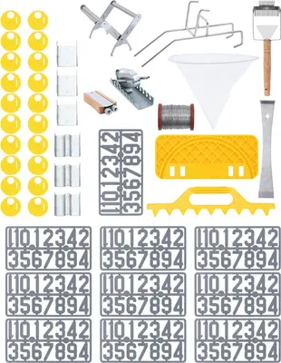 Produktbild von Expondo Wiesenfield Imkerei-Starterset - 45-tlg - Stockmeißel - Wabendraht - Spanner - Wandergurt - Ziffern - Eimerhalterung - Entdeckelungshilfe
