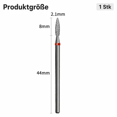 Image de Meule diamantée Flamme pour fraiseuse à ongles, embout à anneau rouge, pour un polissage fin, diamètre 2,35 mm, modèle FA10R023/10