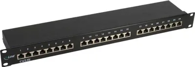 Obrázek produktu pro InLine® Patch panel Cat.5e 24-gang, 48,26 cm (19"), 1U, černý, RAL9005