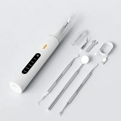 Produktbild von Ultraschall-Zahnsteinentferner 38 kHz, 5 Modi, LED-Licht, USB-C, 500-mAh-Akku, elektrischer Plaque- & Zahnreiniger – mit Tools