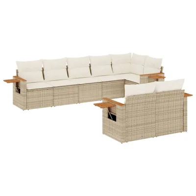 Produktbild von vidaXL 8-tlg. Garten-Sofagarnitur mit Kissen Beige Poly Rattan