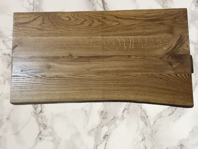 Produktbild von Waschtisch Platte 50 cm Holzplatte massiv Holz Aufsatzbecken Naturkante Eiche Dunkel Waschbeckenplatte Neu