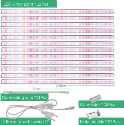 Zdjęcie produktu dla Światło do uprawy o pełnym spektrum, rozmiar 105 cm, energooszczędne SMD2835, 12 sztuk 105 cm