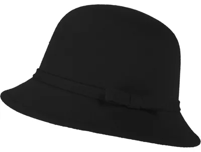 Produktbild von Filz Eimer Hut Damen verstellbar Vintage Bowler Wollmütze mit Schleife Schwarz M