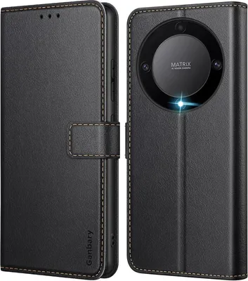 Produktbild von Ganbary Handyhülle Honor Magic5 Lite Leder Schwarz Standfunktion