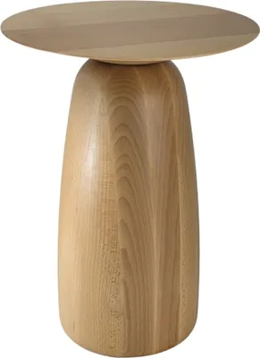 Produktbild von Beistelltisch BAOBAB 44 / Kaffeetisch - Sofatisch - Laptoptisch - Nachttisch - Pflanzentisch / Oval 32 x 44 / Gedrechseltes massives Buchenholz / Naturfarben