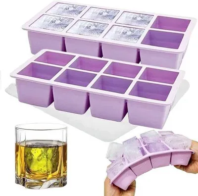Obrázok produktu pre 2 ks silikónových foriem na ľad, veľká forma na ľad s vekom, bez zápachu, stohovateľná a vhodná do umývačky riadu, na pivo, whisky, koktaily a občerstvenie