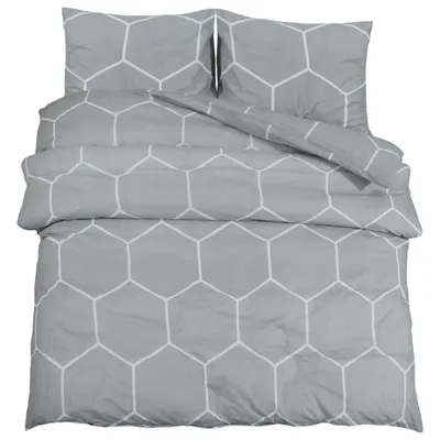Produktbild von vidaXL Bettwäsche-Set Grau 200x200 cm Baumwolle