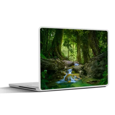 Produktbild von MuchoWow® Laptop Aufkleber Sticker Cover Dschungel - Steine - Wasser - Natur - Pflanzen 40x30 cm - Laptop Dekoration - Selbstklebend