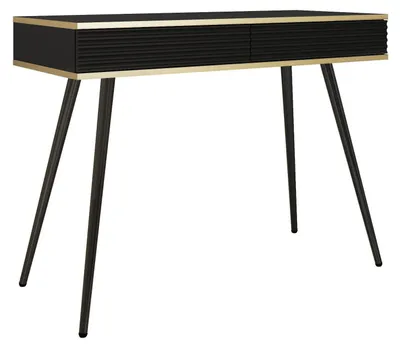 Image de Coiffeuse noire glamour avec pieds noirs, 102 x 80 x 50