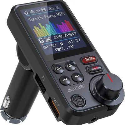Produktbild von Bluetooth Adapter Auto mit FM Transmitter, Freisprechanlage & Schnellladung, ideal für Musik, Telefonate & Autofahrten