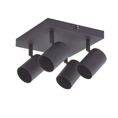 Produktbild von Lindby Deckenspot Jorell, schwarz, 20 cm, 4-flg., GU10