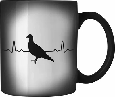 Produktbild von Trendation - Taubenzüchter Tauben Herzschlag Geschenk Zaubenzucht Zubehör Farbwechsel Zauber-Tasse Lustiger Spruch Taubenflüsterer Taubenliebhaber Becher (Schwarz)