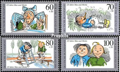 Produktbild von Briefmarken BRD (BR.Deutschland) 1990 Mi 1455-1458 (kompl.Ausgabe) postfrisch Jugend: 125 Jahre Max und Moritz