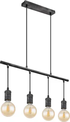 Produktbild von Hängeleuchte, Industrial, 4-flammig, Metall, grau, H 120 cm