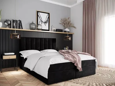 Produktbild von Kontinentales Bett 200x200 MAHERA mit Stauraum - schwarz