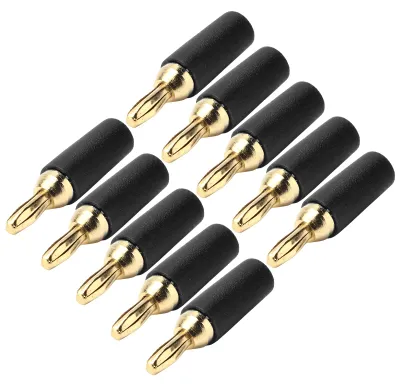 Produktbild von 10 Stück Bananenstecker 2,5 mm vergoldetes Messing, Löttyp, Stecker, Zubehör-Set, Schwarz