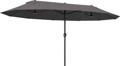 Produktbild von Doppelsonnenschirm 455 x 265 cm, UV Schutz Sonnenschirm mit Handkurbel, Balkonschirm windfest Kurbelschirm Sonnenschutz für Balkon Garten, Grau