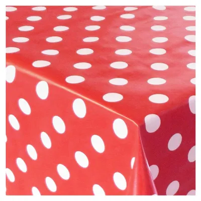 Produktbild von PVC Tischdecke Dottie rot mit weißen Punkten · Breite und Länge wählbar · abwaschbare Tischdecke, Größe: 80 x 100 cm