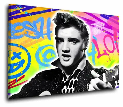 Produktbild von Rockstar mit Gitarre Neon Street Art Pop Art Wandbild: 120x80x4cm