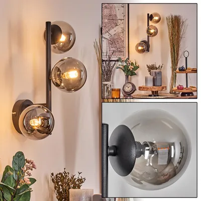 Produktbild von Isorella Wandlampe aus Metall/Glas in Schwarz/Rauchfarben