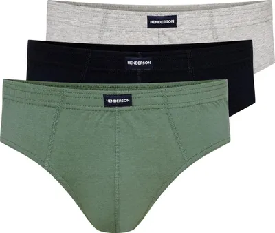 Produktbild von Henderson Herren Slipy 3er Pack - 100% Baumwolle, Klassischer Schnitt, Atmungsaktiv und Bequem, Elastischer Bund, Vielseitige Farben, Ideal für Täglichen Gebrauch, Hochwertige Unterwäsche, Multicolor XL