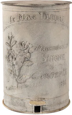 Zdjęcie produktu dla Clayre & Eef Kosz na śmieci 6Y2370 12 l Żelazo Postarzane Białe Vintage Design