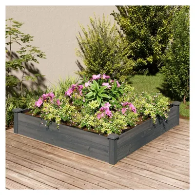 Produktbild von Hochbeet mit Einsatz grau 120x120x25cm aus massivem Tannenholz