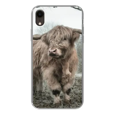 Produktbild von MuchoWow® Handyhülle Schutzhülle Hülle für iPhone XR Schottische Highlander - Natur - Herbst - Tiere - Wildtiere - Wald Silikon Softcase Handy Hülle - Schutzdeckel