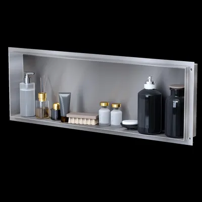 Produktbild von VILSTEIN | Duschnische 30x90 cm | Unterputz | Wandnische Edelstahl | Randloses Duschregal