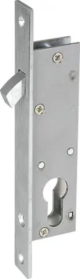 Produktbild von Schiebetürschloss mit Bogenriegel,PZ,DM 20,Stulp 176x20x3 eckig,silber verzinkt