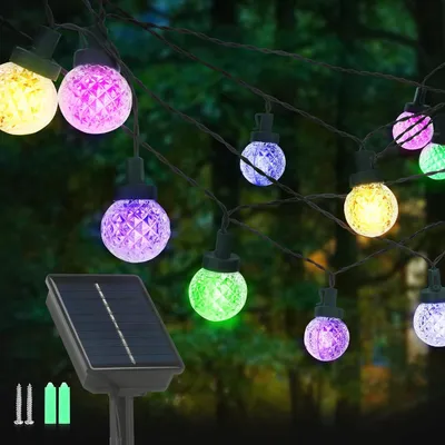 Immagine prodotto di Catena luminosa da campeggio, 12 metri - 30 LED - A energia solare - 8 modalità - Adatta per interni ed esterni