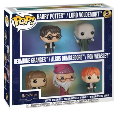 Imagen del producto de Funko POP! Pack de 5 figuras de vinilo de Harry Potter: Harry, Hermione, Voldemort, Dumbledore y Ron
