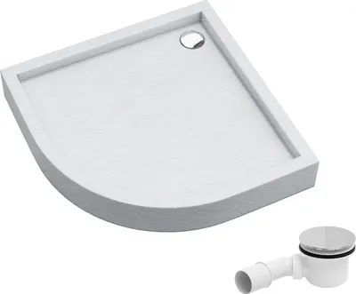 Produktbild von AQUABAD Duschwanne/Duschtasse Elegana mit LeakProtect Technologie White Stone 90x90cm Viertelkreis, inkl. Ablaufgarnitur / Siphon A49CR