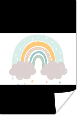 Produktbild von MuchoWow® Poster Regenbogen - Wolken - Regen - Kinder - Pastell 180x120 cm - Fotoplakat