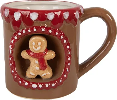 Produktbild von Clayre & Eef Tasse 375 ml Braun Keramik Pfefferkuchenmann