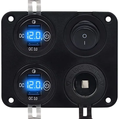 Produktbild von ProRide 12V KFZ-Ladegerät 4x USB QC3.0 + Schalter & 12V Steckdose