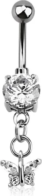 Produktbild von Bauchnabelpiercing Schmetterling Butterfly Zirkonia Kristall Autiga® silber-klar 10 mm